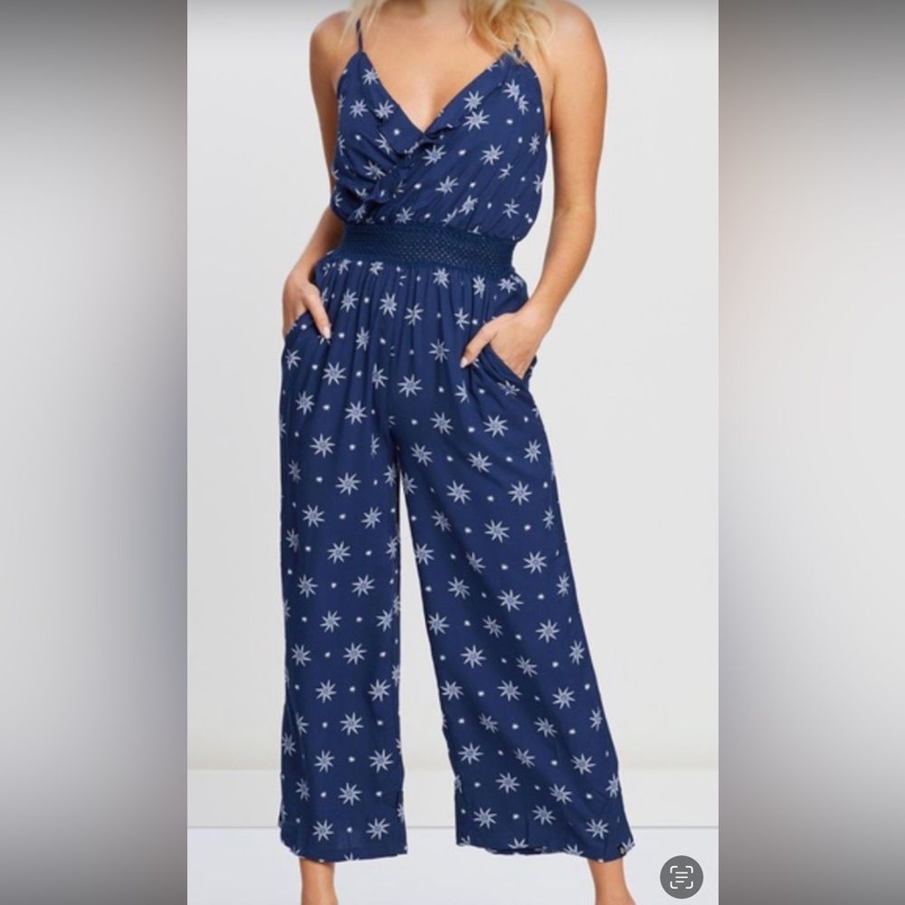 Volcom Navy Star Pattern Jumpsuit